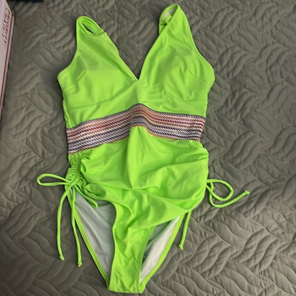 Vibrant Green Women's One Piece Swimsuit size medium, get ready for summer